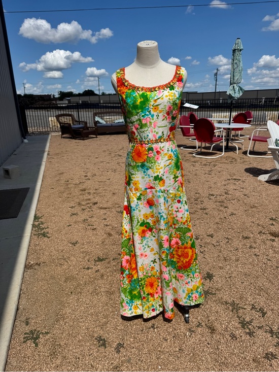 Lanzillotti 4 Bzzz / Bzzz California Dresses & Skirts - Rare VTG 60s 70s Lanzillotti Bzzz California Floral Maxi Dress White Neon S